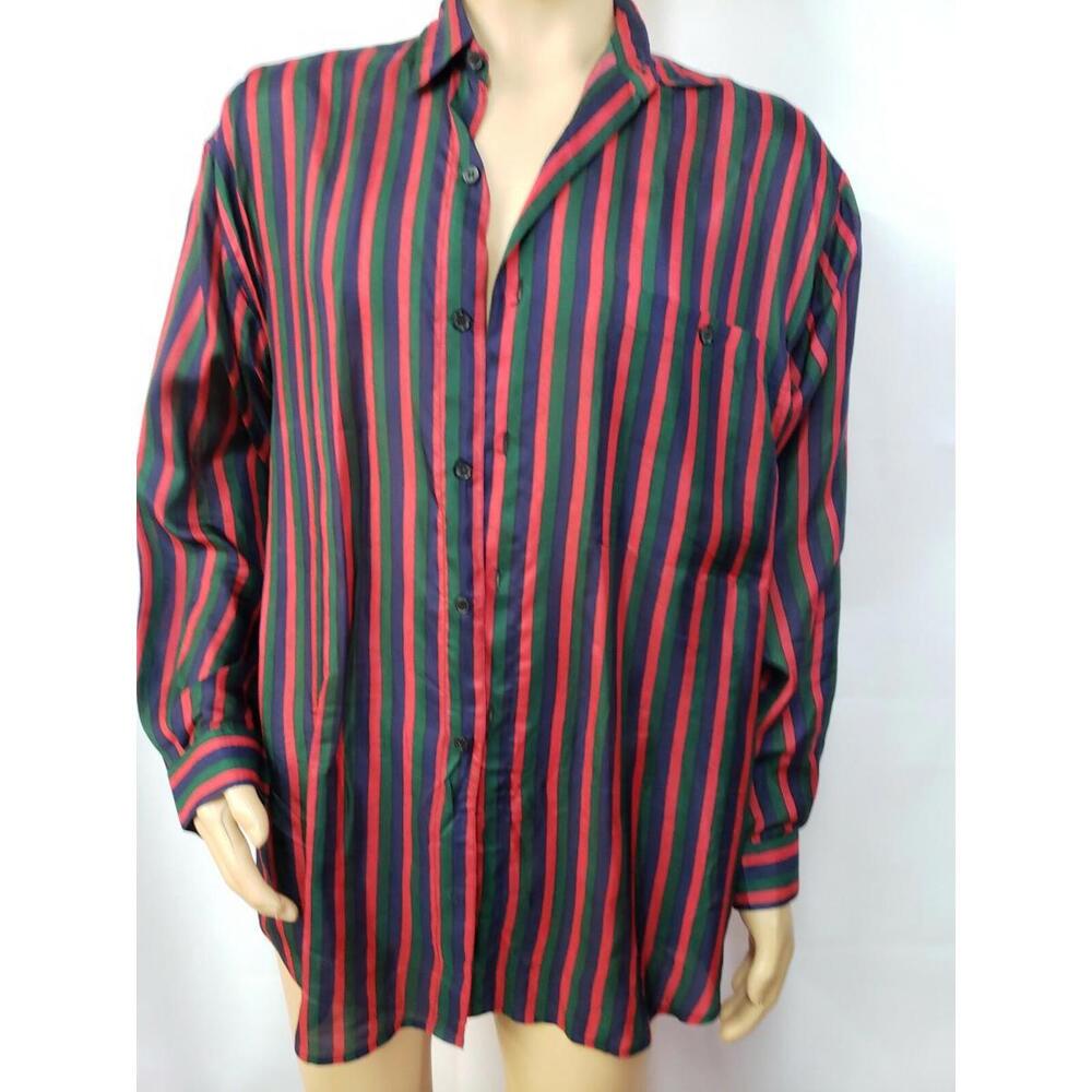 PROTEST Vintage Disco 80's Striped Vibrant Colors Silk Men's Shirt Sz M #C